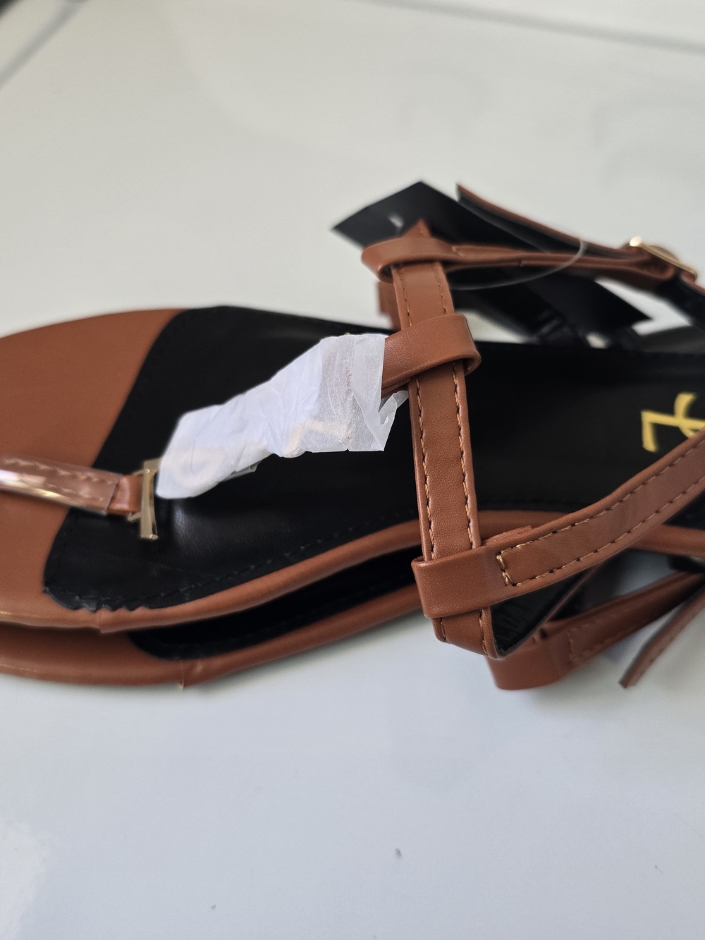 Saint Laurent Tan Brown Leather Strappy Sandals